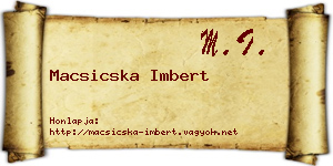 Macsicska Imbert névjegykártya